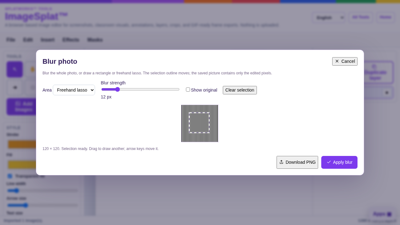 ImageSplat lasso selection